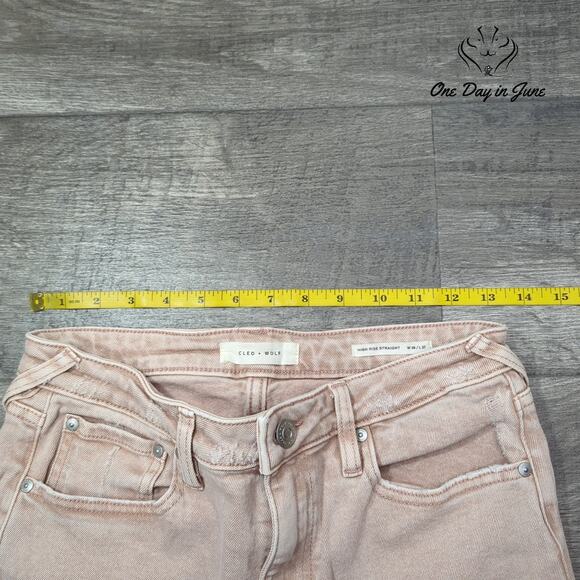 Cleo + Wolf High Rise Straight Distressed Jeans Size 28 (6) - Picture 3 of 6